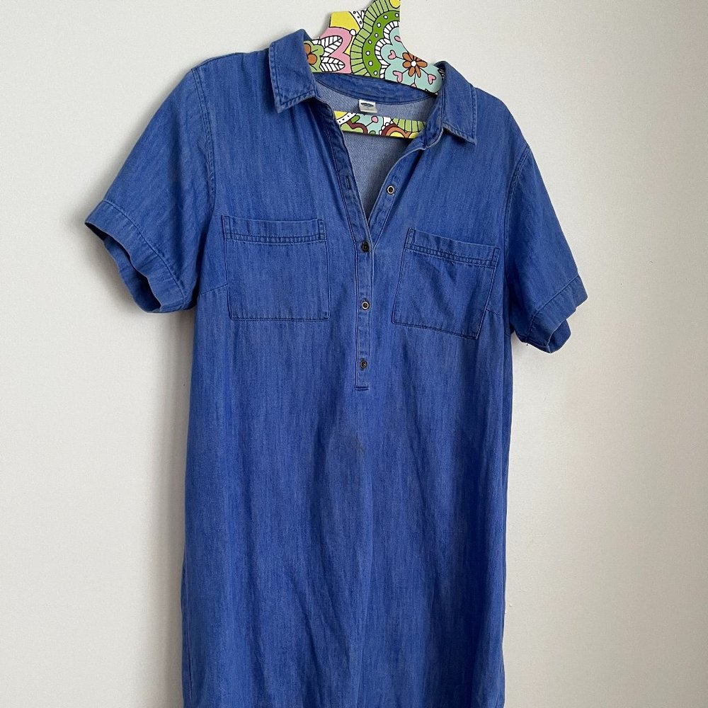 Chambray Denim/Jean Dress Old Navy Large  Short Sleeved Collared